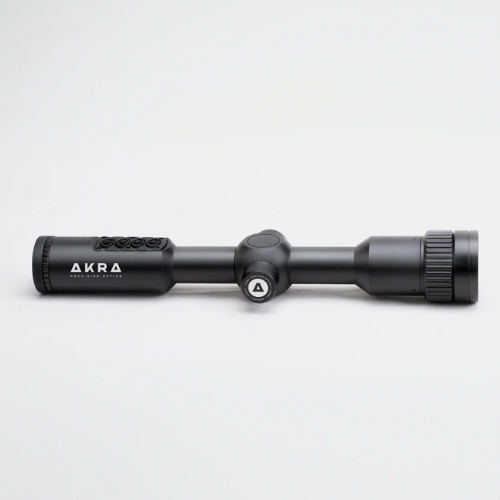 Full side profile view of the AKRA VISION X 3–9x35mm thermal riflescope showing a 30mm tube design and ergonomic top controls.