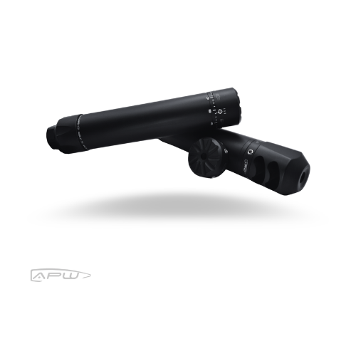 Group presentation of APW Black Bird silencers highlighting both tuner and muzzle brake options.