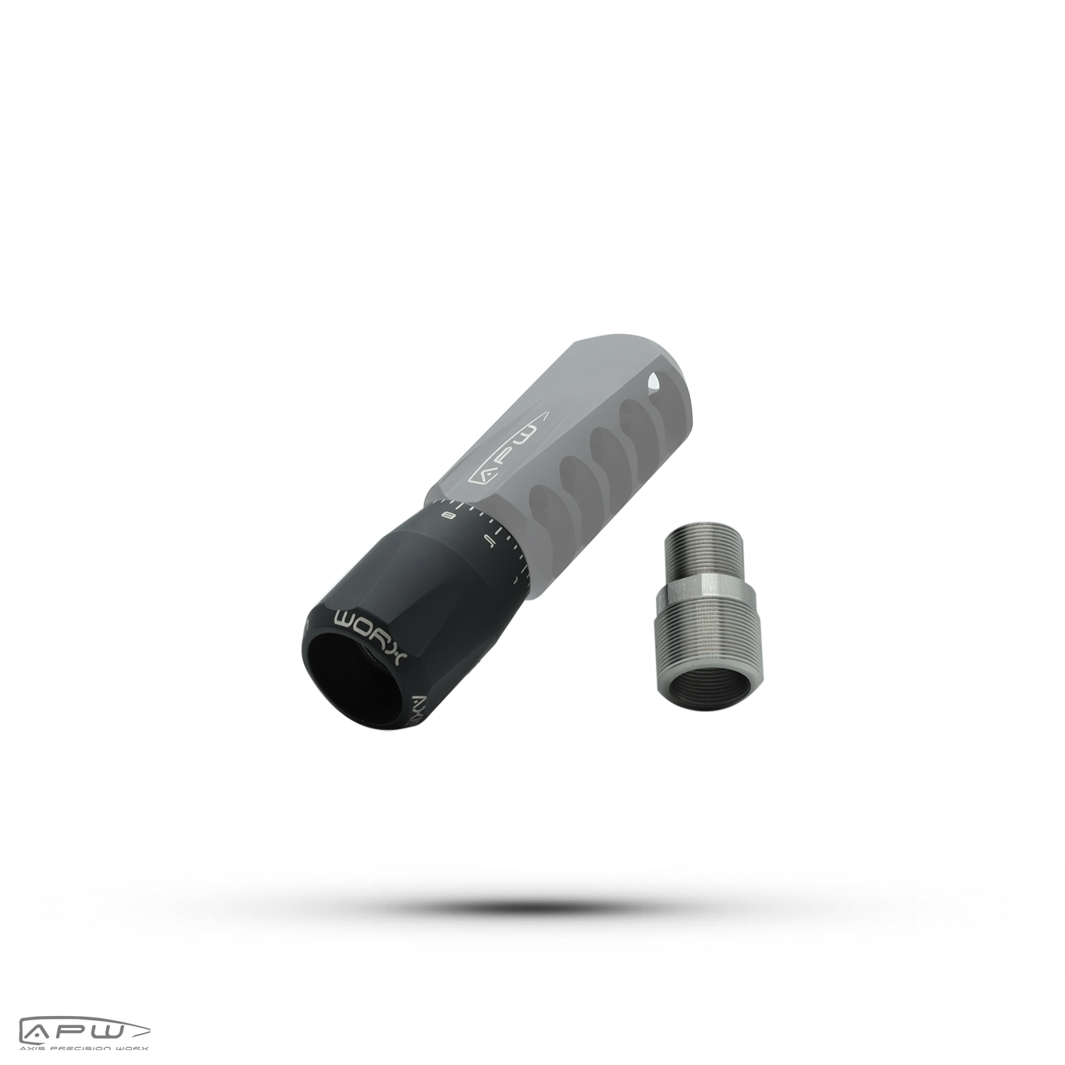 Angled view of the APW Raptor tuner body and threaded insert component
