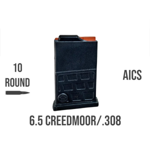 10-round AICS polymer rifle magazine compatible with 6.5 Creedmoor and .308 Winchester.