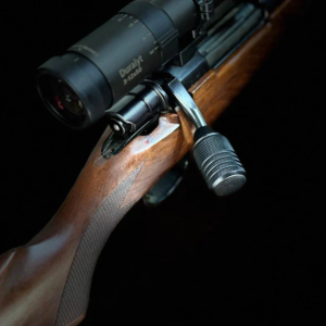 AIM Engineering tactical bolt knob installed on a precision rifle action.