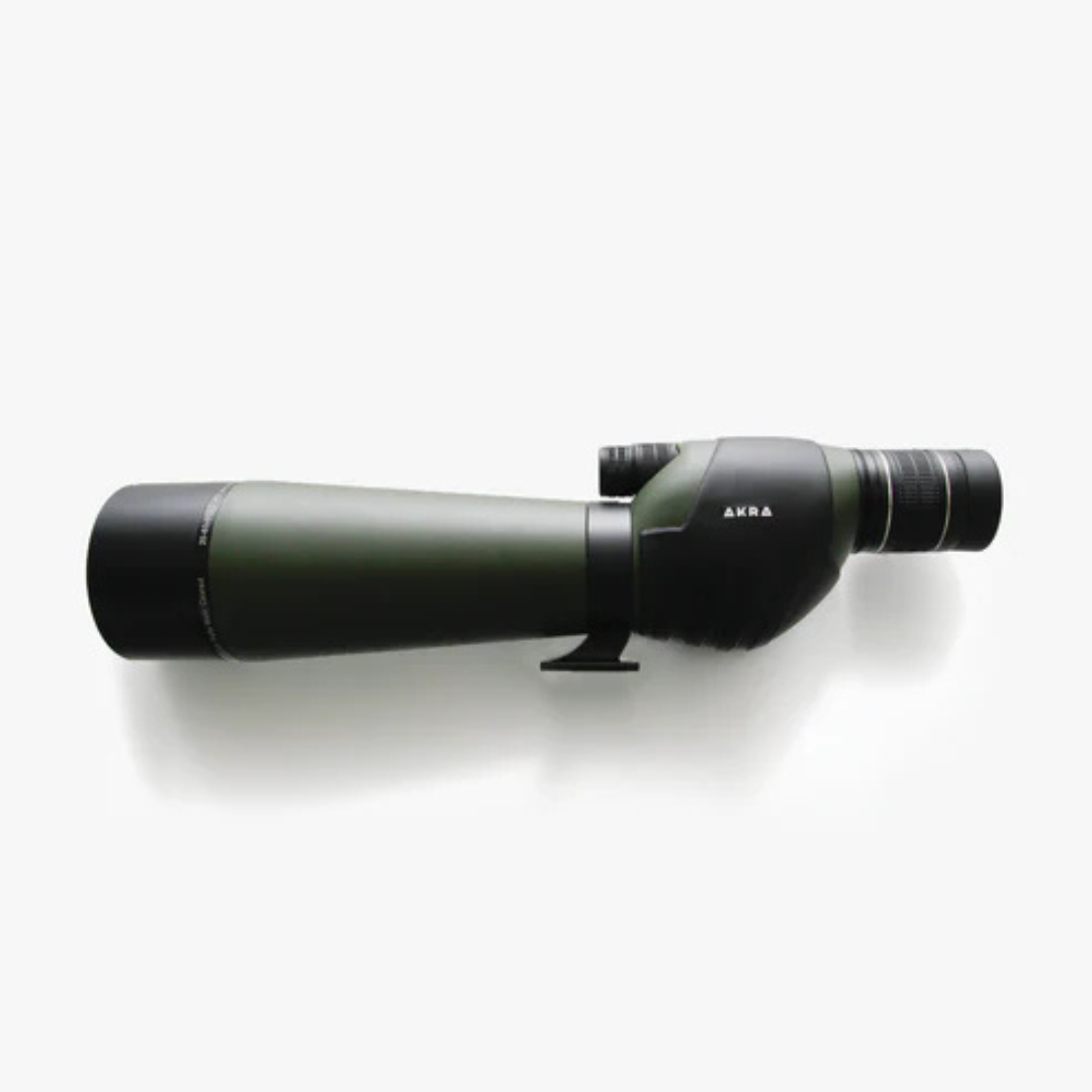 Clean side profile of the AKRA Legacy ED spotting scope on a white background.